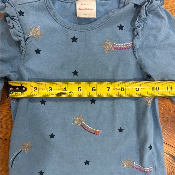 Hanna Andersson Blue Long Sleeve Tee with Subtle Embroidery Size 3T - Picture 3 of 5